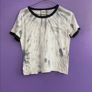 gray tie dye Pink cropped tshirt